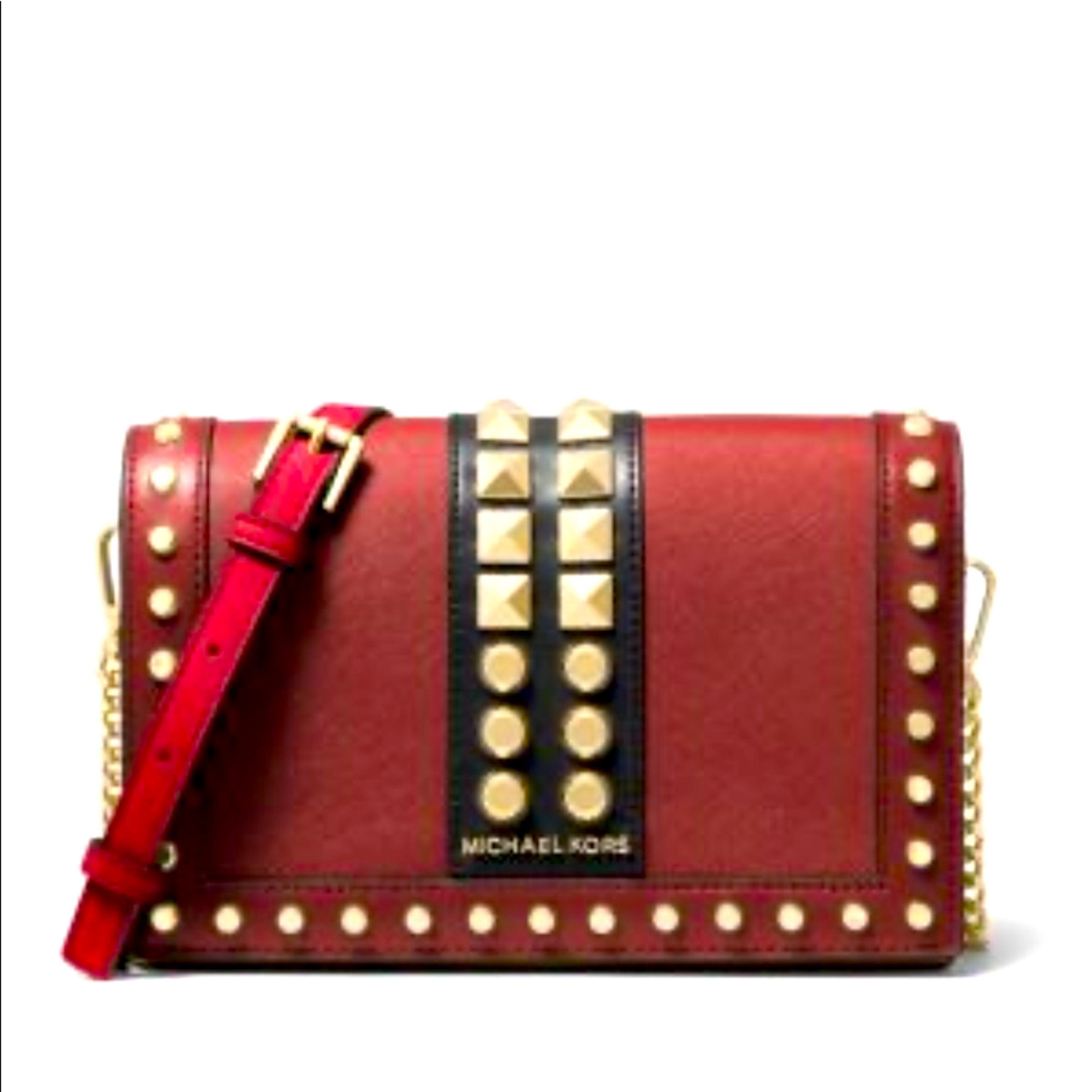 Michael Kors Jet Set Studded Leather Crossbody Bag